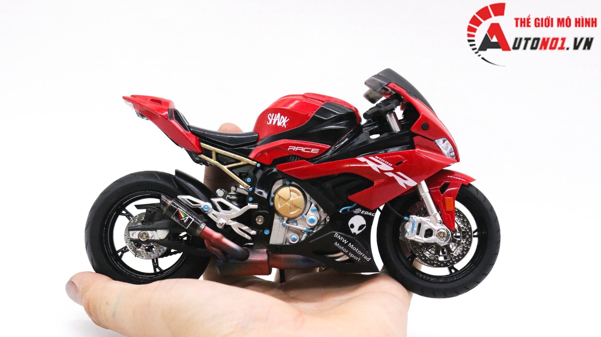  Mô hình xe độ Bmw S1000 2020 Red Pô 1:12 Autono1 Alloy D160A 