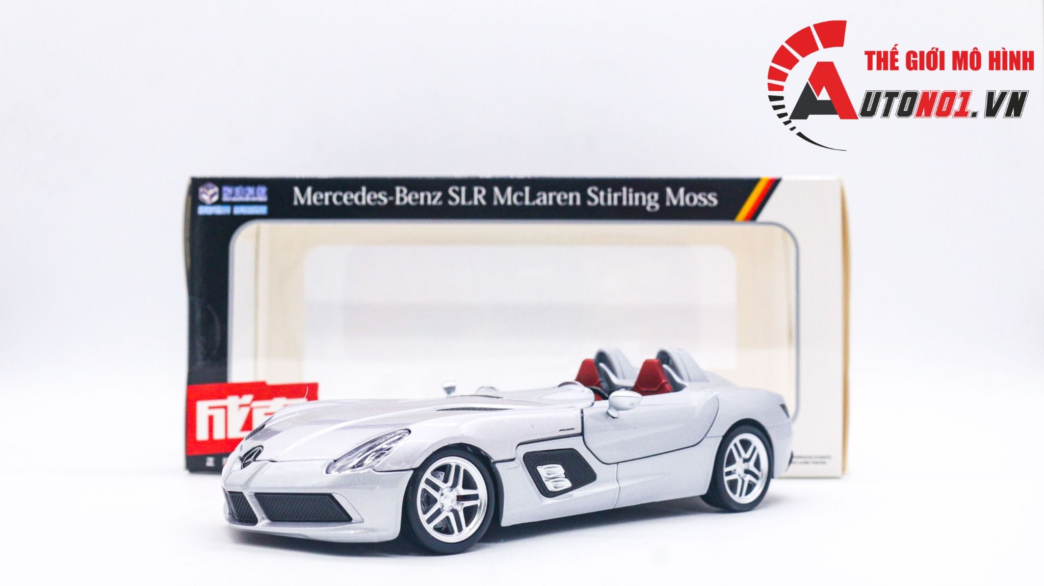  Mô hình xe Mercedes-Benzs SLR Stirling Moss silver tỉ lệ 1:24 Caipo 68265P OT278 
