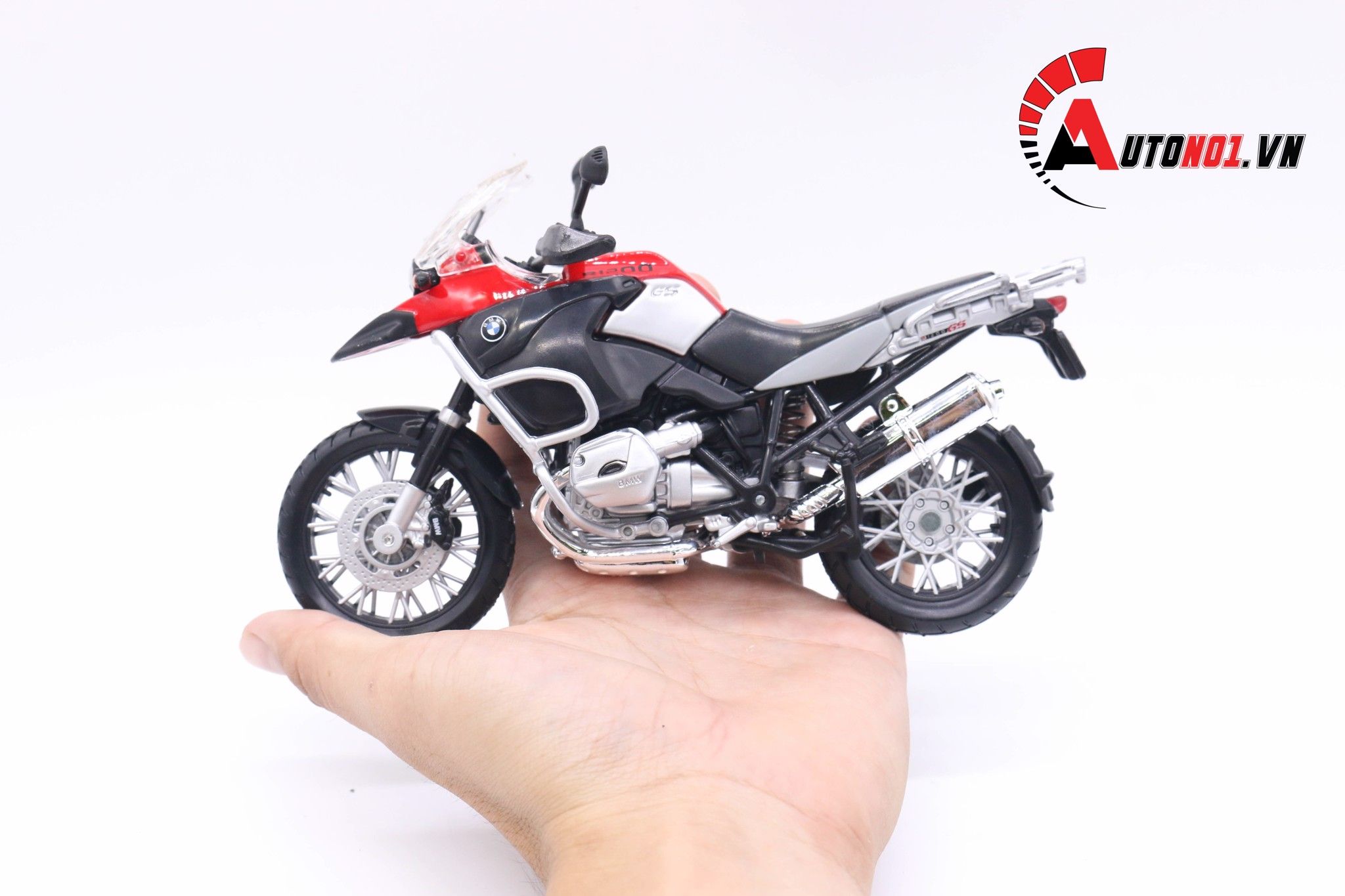  Mô hình xe Bmw R1200GS red black tỉ lệ 1:12 Maisto MT077 