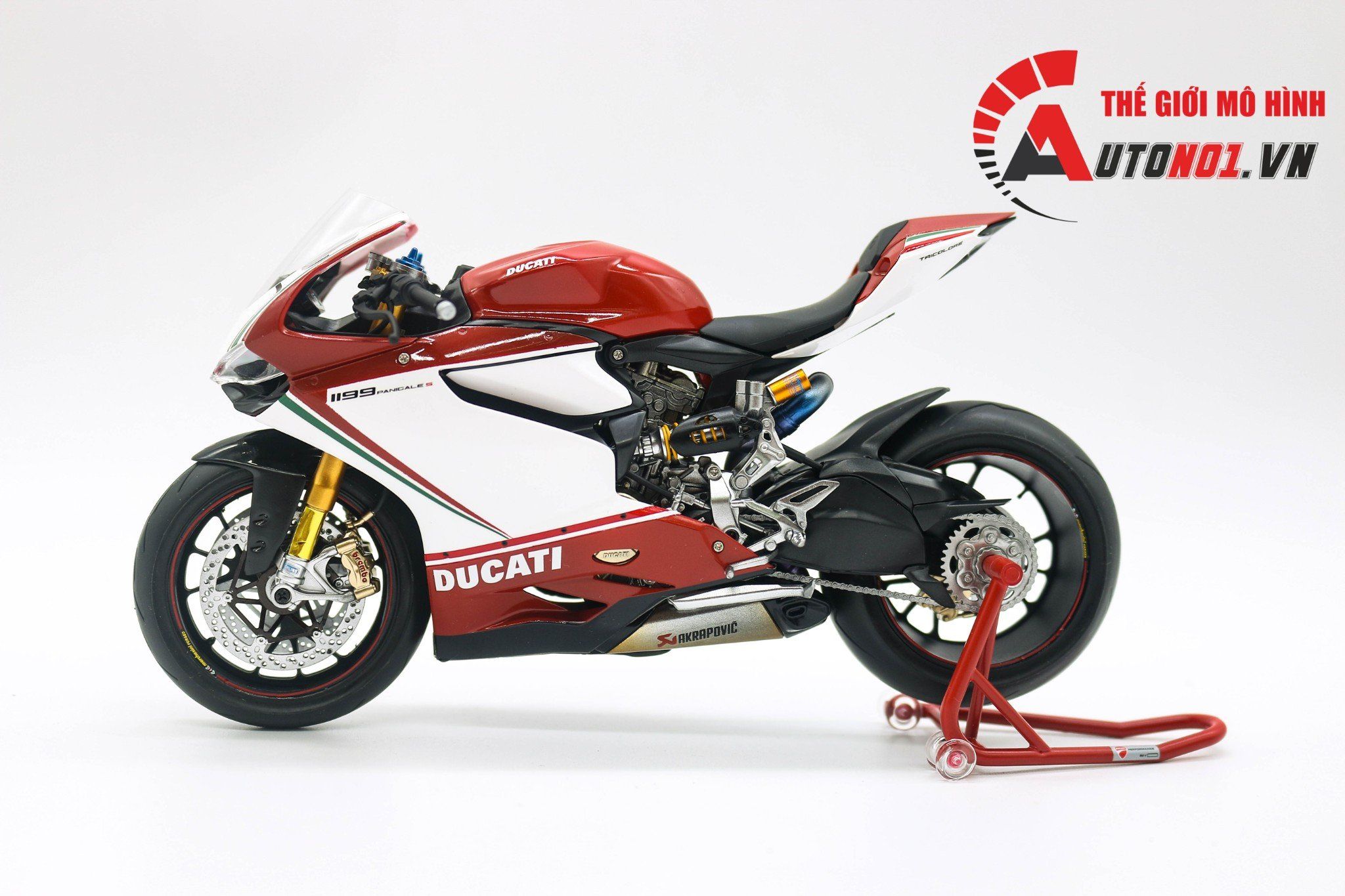  Mô hình xe Ducati 1199 Panigale S Tricolore Nồi Khô 1:12 Tamiya D220 