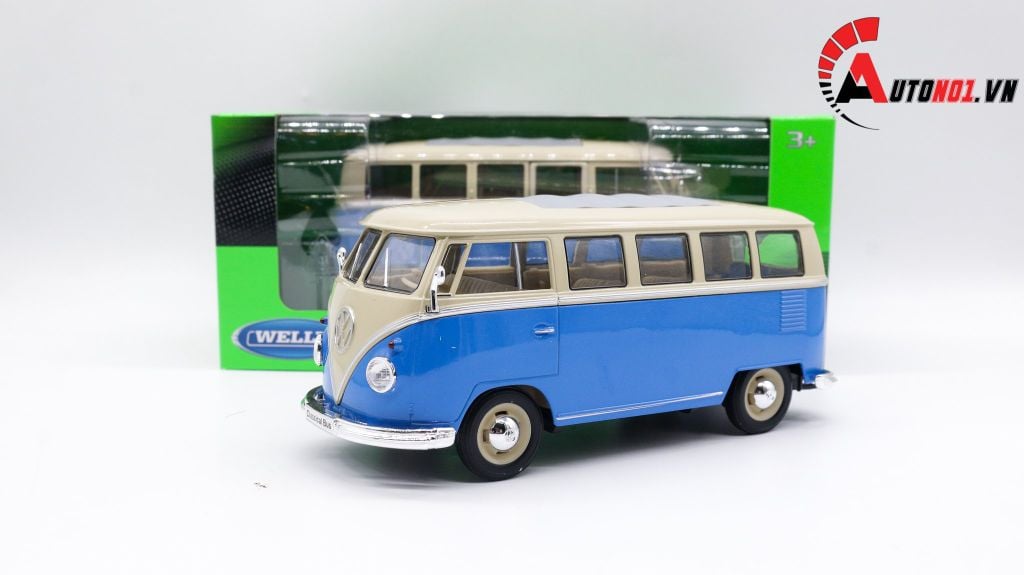 MÔ HIÌNH XE VOLKSWAGEN T1 BUS BLUE 1:24 WELLY 7823