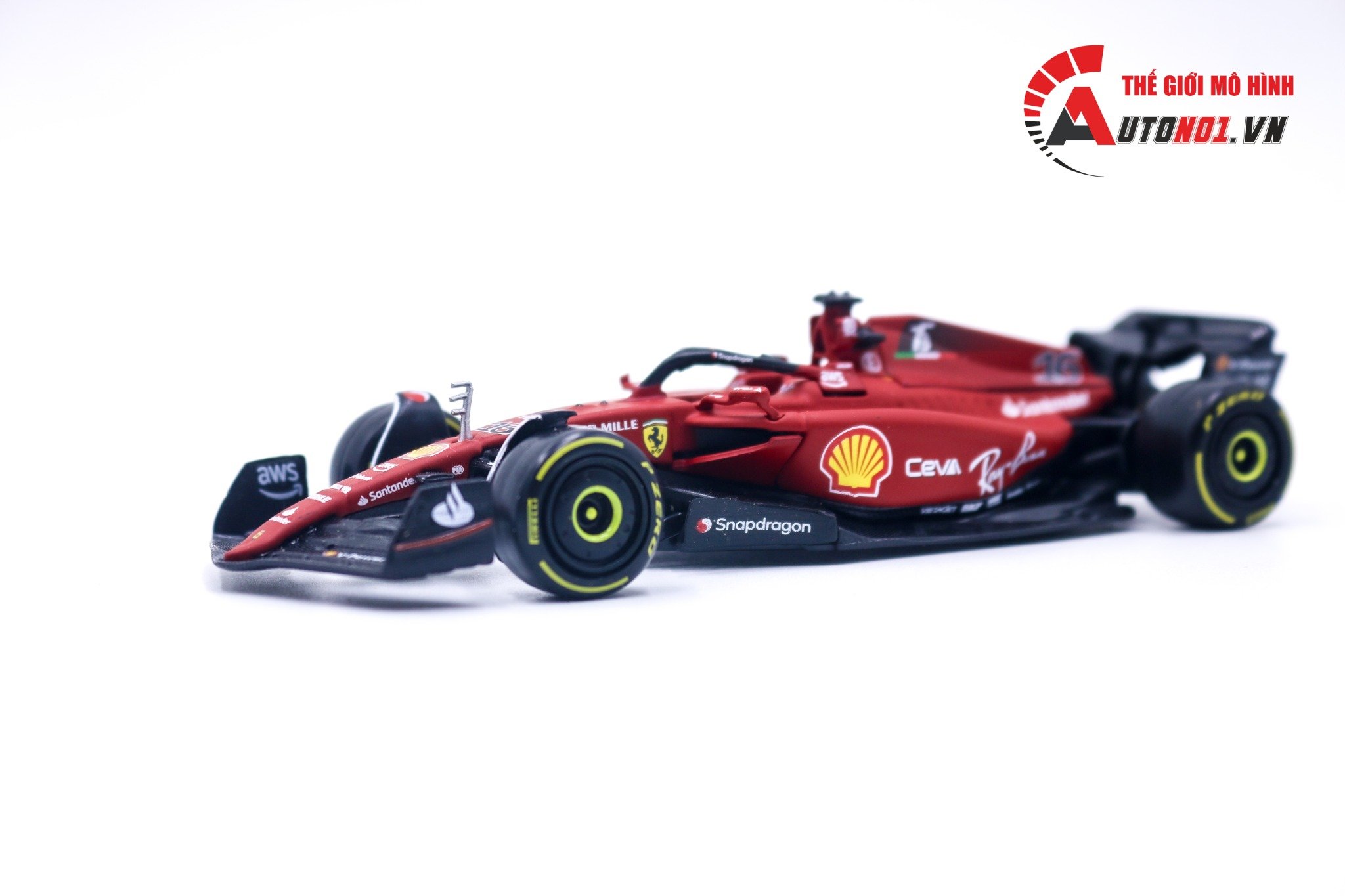 Mô hình xe đua F1-75 Ferrari Formula Racing 2022 #16 Charles Leclerc tỉ lệ 1:43 Bburago 8202
