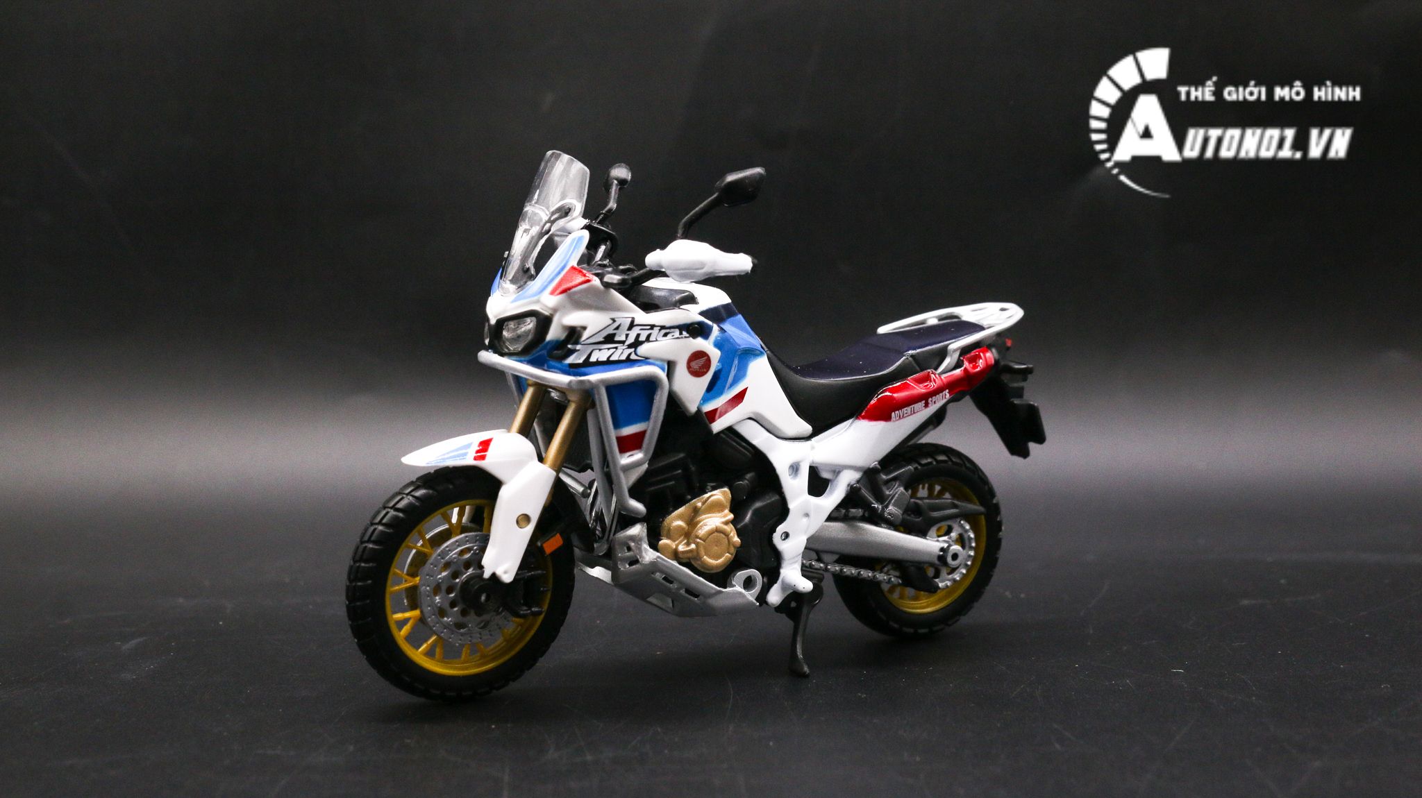  Mô hình xe Honda africa twin adventure white 1:18 Bburago MT080 