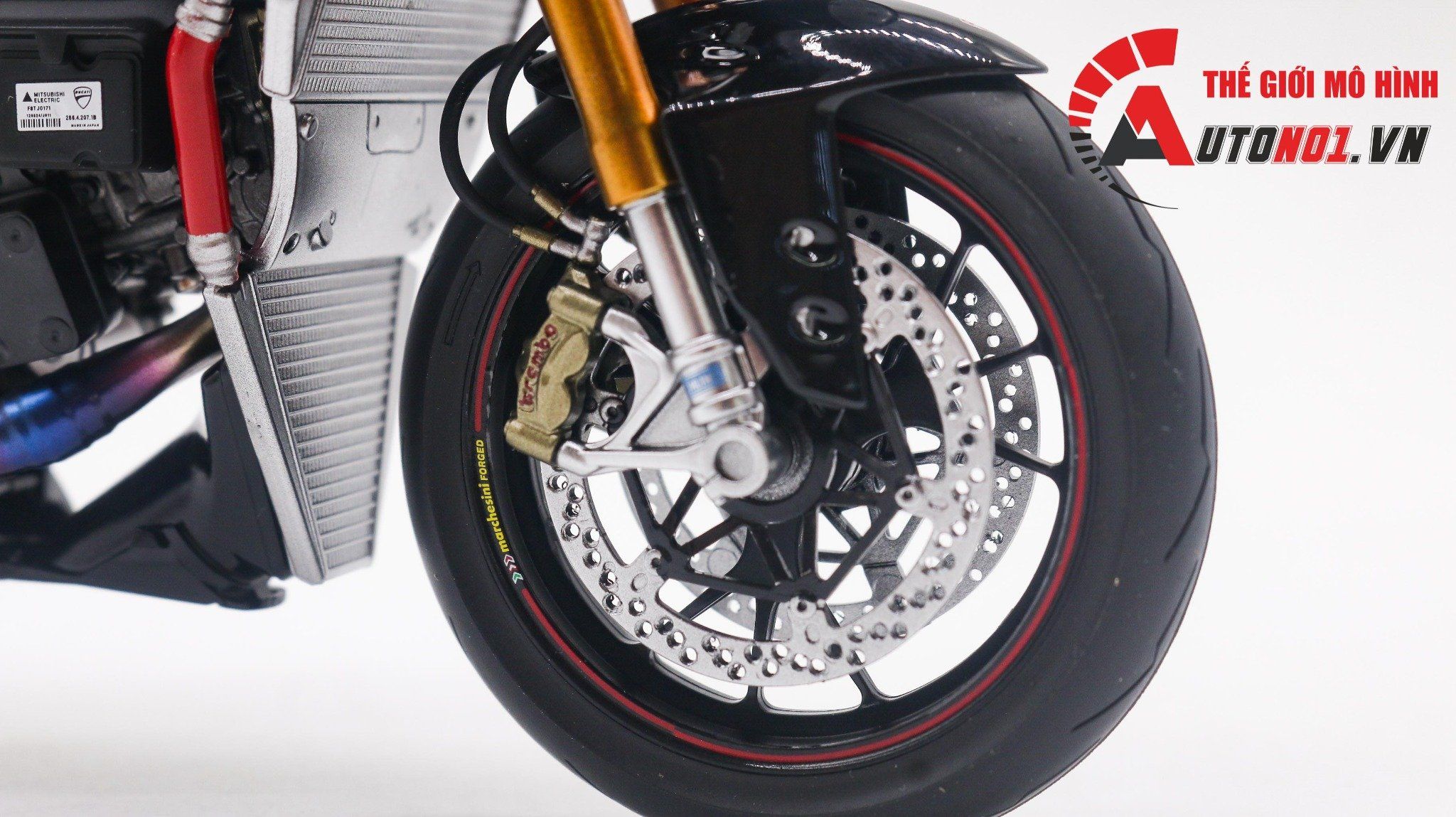  Mô hình xe cao cấp Ducati 1199 Panigale Cafe Racer Grey Red cao cấp nồi khô ghi đông mâm căm 1:12 Tamiya D201 