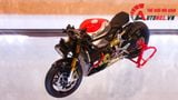  Mô hình xe cao cấp Ducati 1199 Panigale Cafe Racer Grey Red cao cấp nồi khô ghi đông mâm căm 1:12 Tamiya D201 