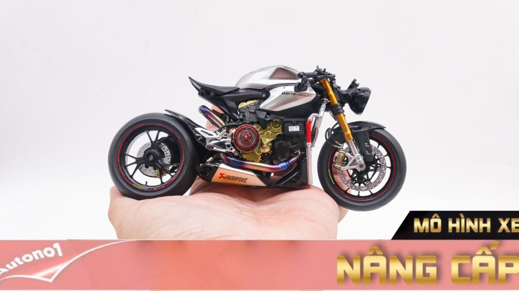 MÔ HÌNH CAO CẤP DUCATI 1199 PANIGALE CAFE RACER GREY RED ĐỘ GHI ĐÔNG 1:12 TAMIYA D216