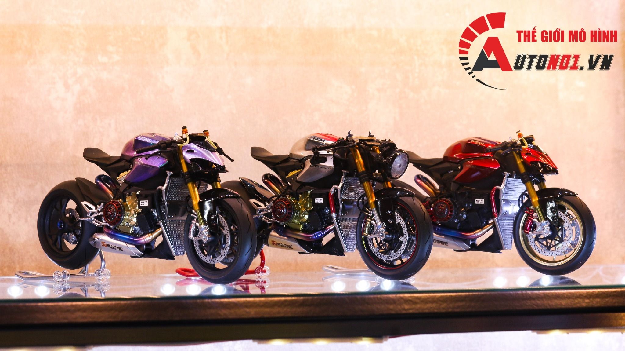  Mô hình xe cao cấp Ducati 1199 Panigale Cafe Racer Grey Red cao cấp nồi khô ghi đông mâm căm 1:12 Tamiya D201 