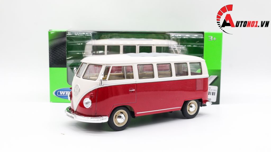 MÔ HIÌNH XE VOLKSWAGEN T1 BUS RED 1:24 WELLY 7022