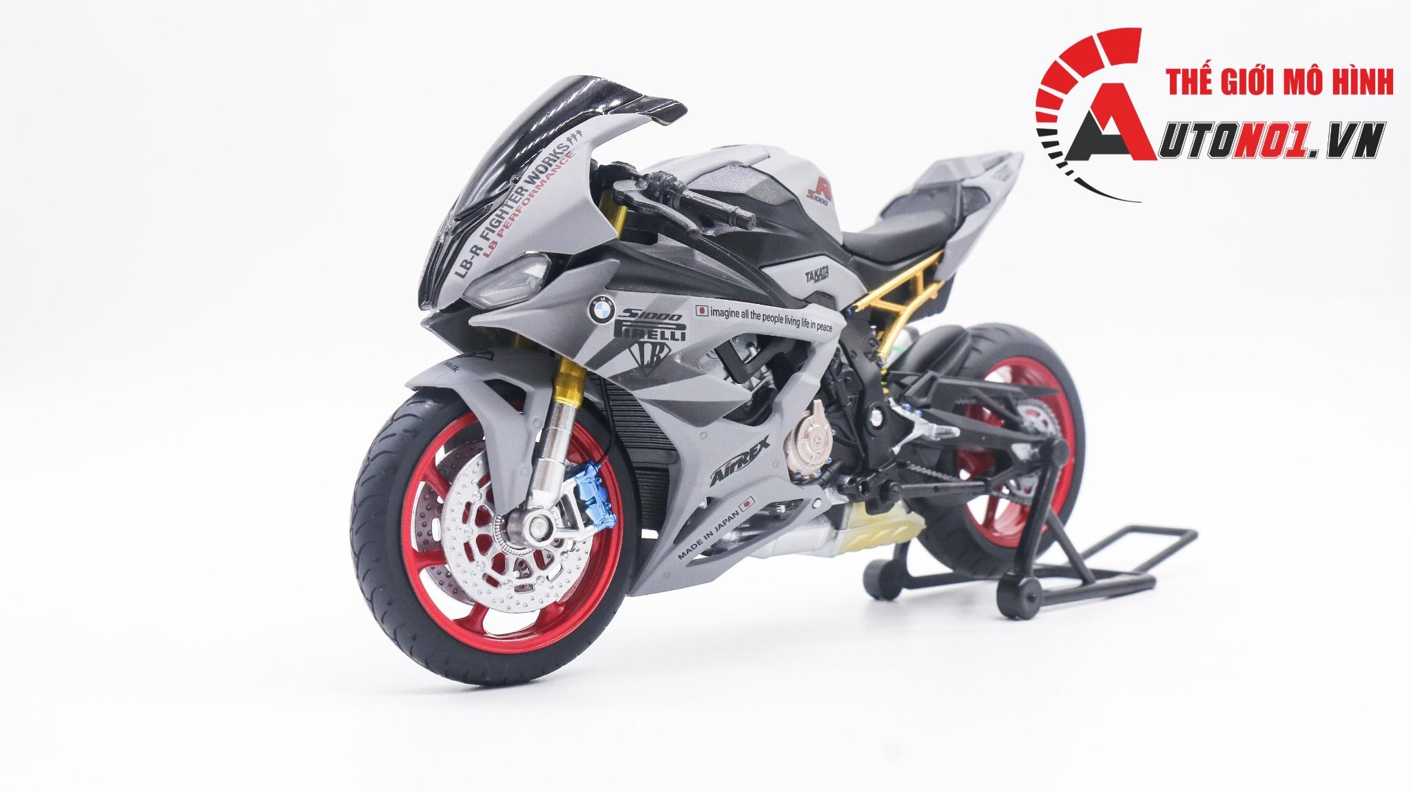  Mô hình xe độ Bmw S1000rr 2020 Liberty Walk Gray tỉ lệ 1:12 Autono1 Welly D226H 