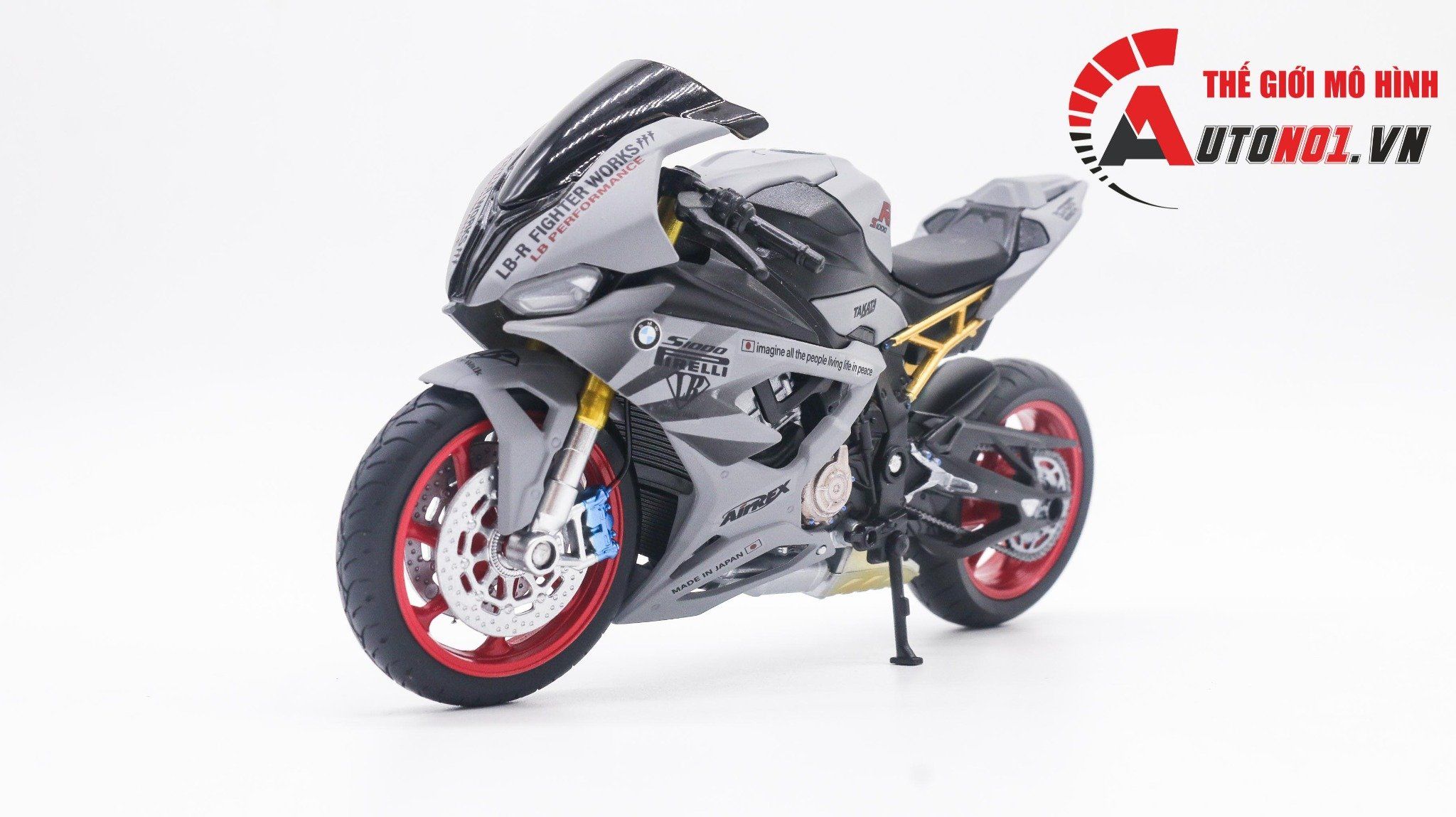  Mô hình xe độ Bmw S1000rr 2020 Liberty Walk Gray tỉ lệ 1:12 Autono1 Welly D226H 