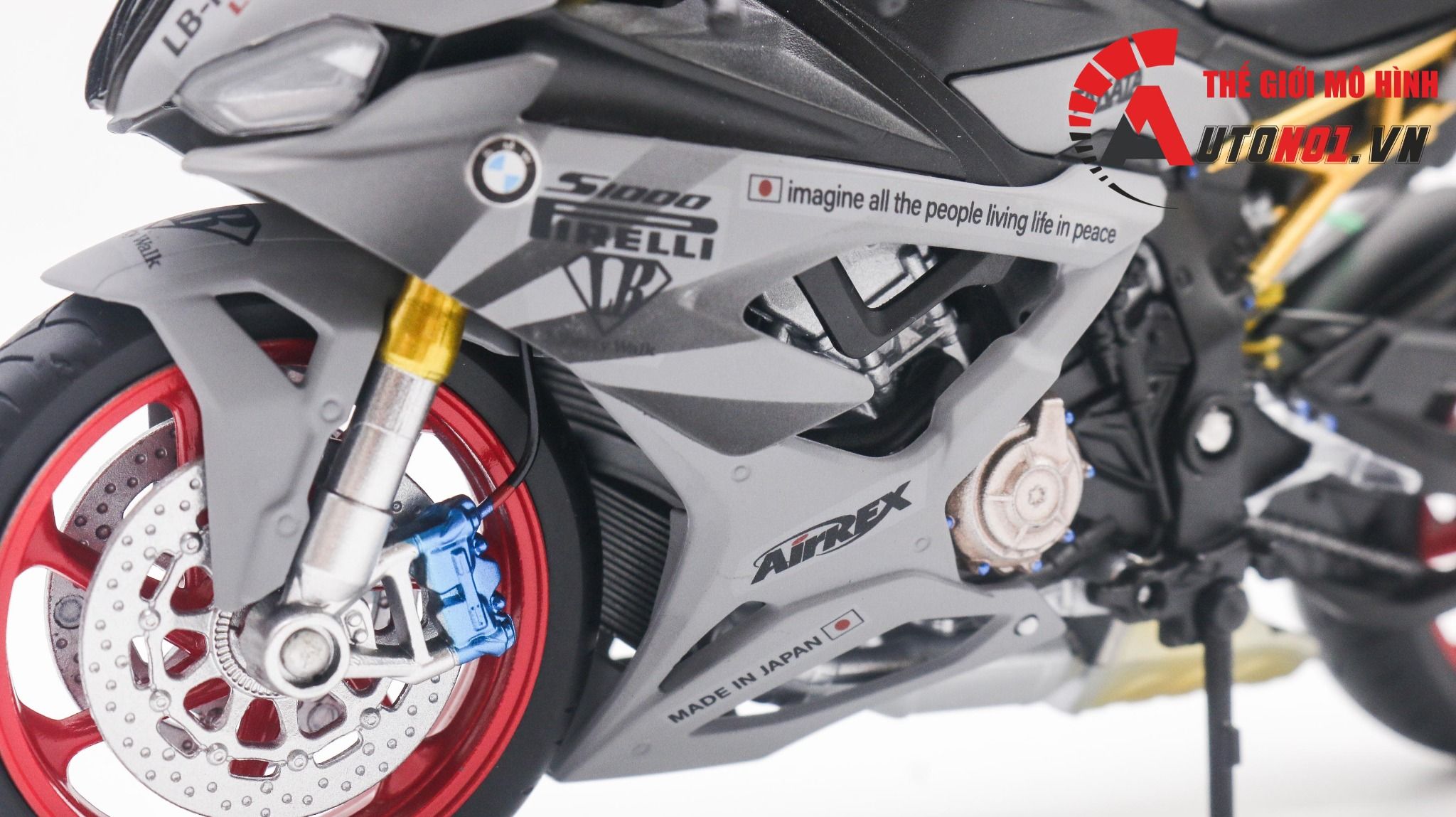  Mô hình xe độ Bmw S1000rr 2020 Liberty Walk Gray tỉ lệ 1:12 Autono1 Welly D226H 