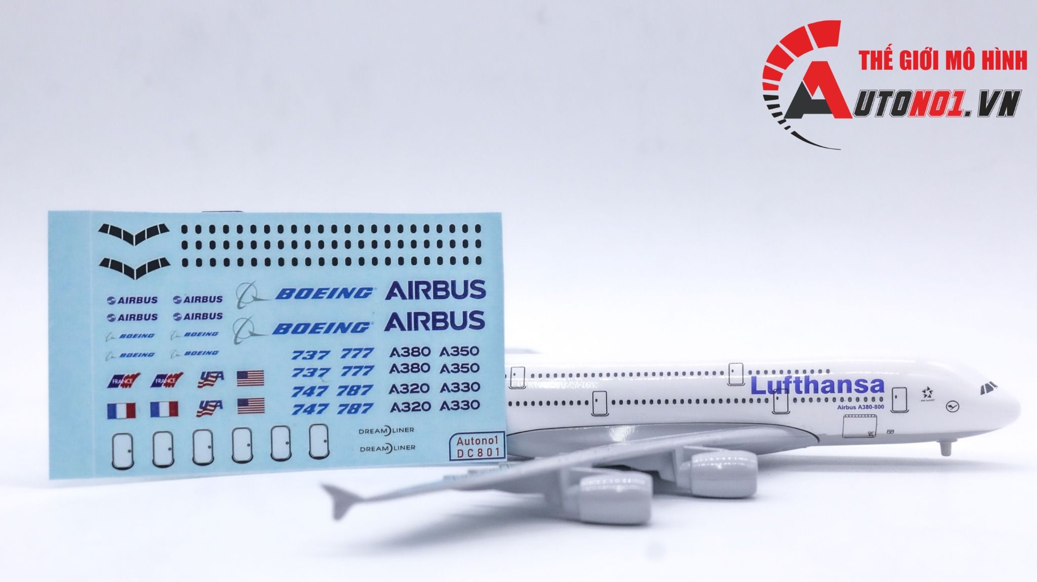  Decal nước mô hình máy bay Boeing- Airbus dán mọi nền màu Autono1 DC801 