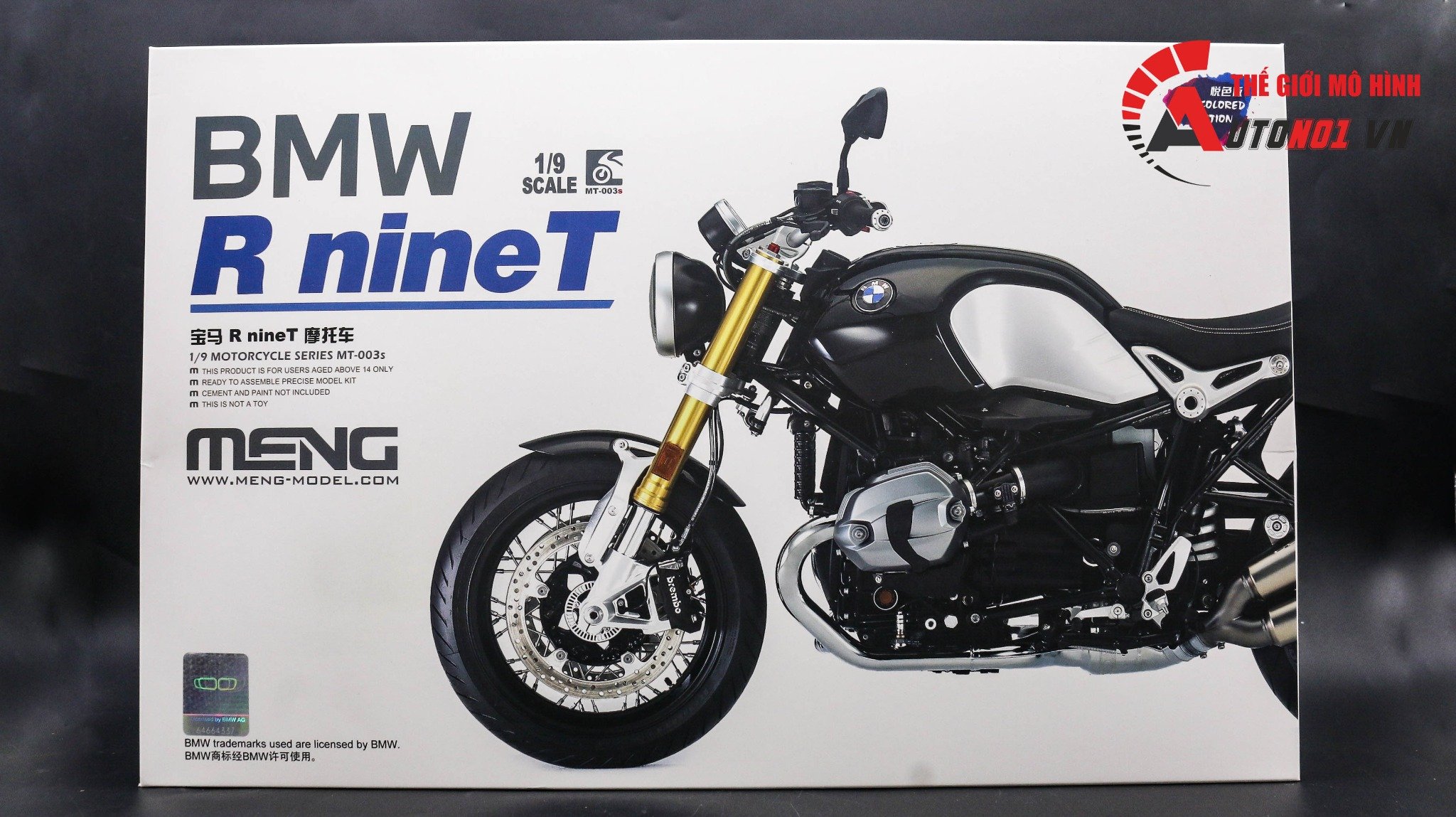  Mô hình kit mô tô Bmw R Nine T đã sơn 1:9 Meng 5589D 