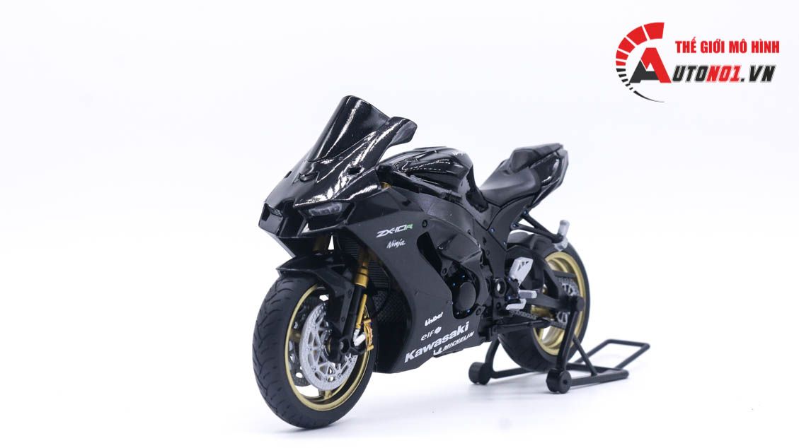  Mô hình xe độ Kawasaki Ninja Zx-10r black độ tem - pô akrapovic 1:12 Autono1 Welly D240 