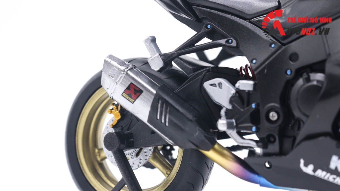  Mô hình xe độ Kawasaki Ninja Zx-10r black độ tem - pô akrapovic 1:12 Autono1 Welly D240 