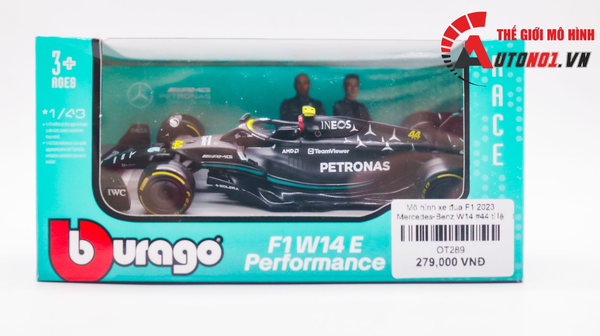  Mô hình xe đua F1 2023 Mercedes-Benz W14 #44 - #63 tỉ lệ 1:43 Bburago OT289 