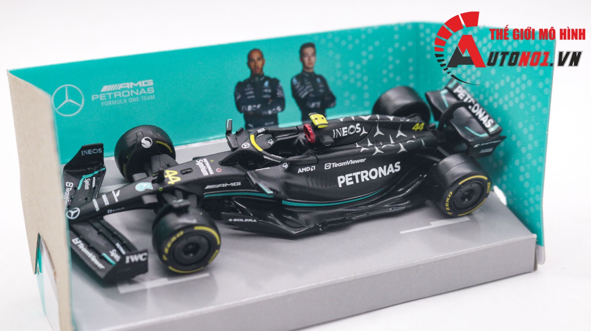  Mô hình xe đua F1 2023 Mercedes-Benz W14 #44 - #63 tỉ lệ 1:43 Bburago OT289 