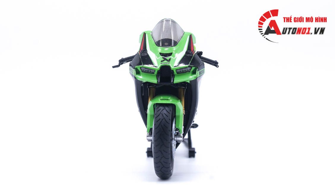  Mô hình xe cao cấp Kawasaki Ninja ZX-10R độ nồi, phuộc trước, ghi đông, đồng hồ, độ pô 1:12 Autono1 Welly D240A 