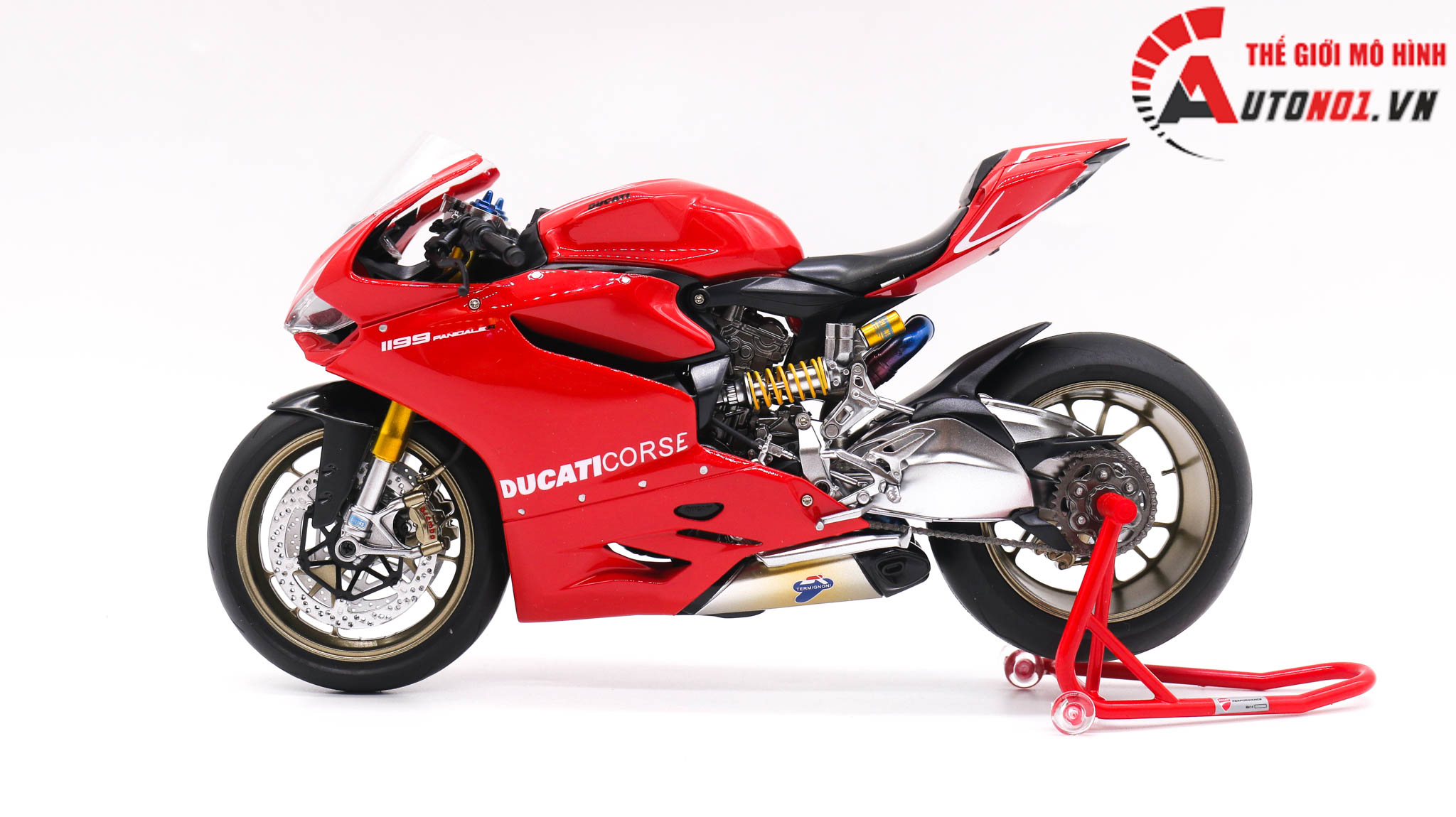  Mô hình xe cao cấp Ducati 1199 Corse Panigale Nồi Carbon Red 1:12 Tamiya D203 