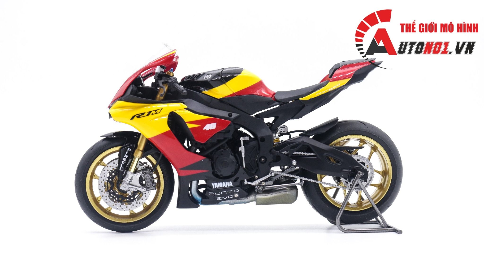  Mô hình xe Yamaha Yzf R1m Yellow Black 1:12 Tamiya D123d 