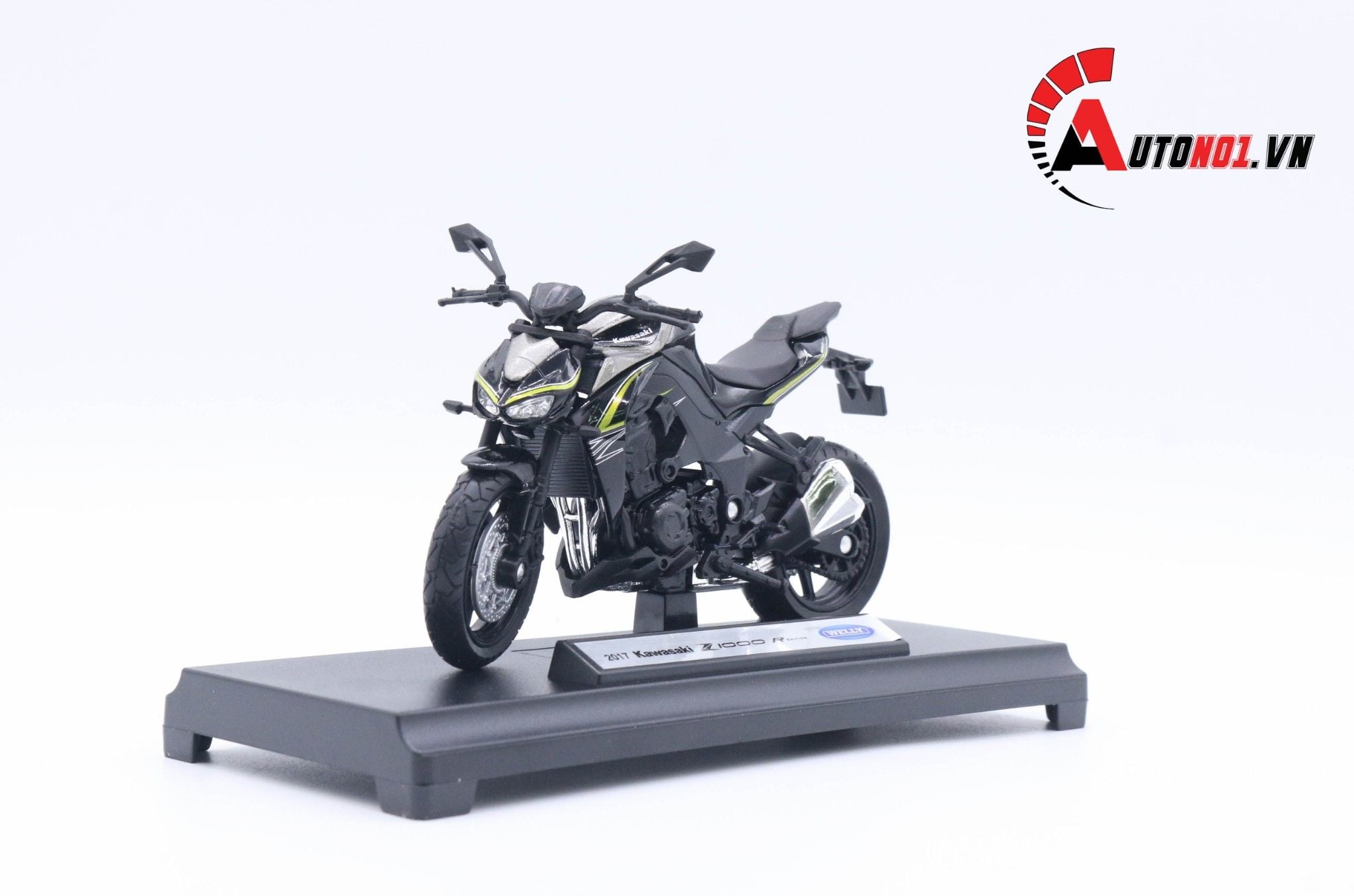  Mô hình xe mô tô Kawasaki Z1000R 2017 black tỉ lệ 1:18 Welly MT18057 