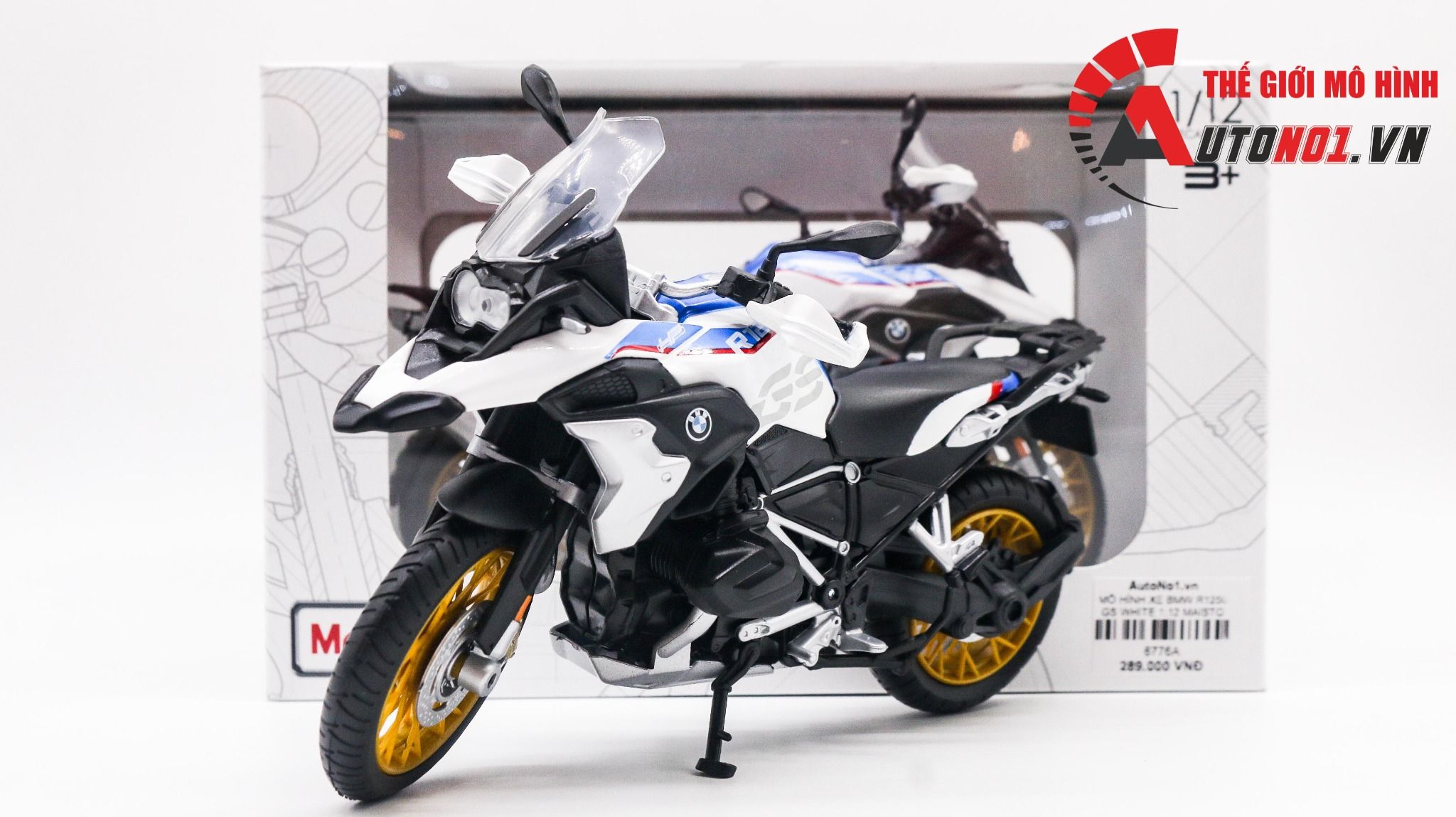  Mô hình xe Bmw R1250 GS white 1:12 Maisto 6776 