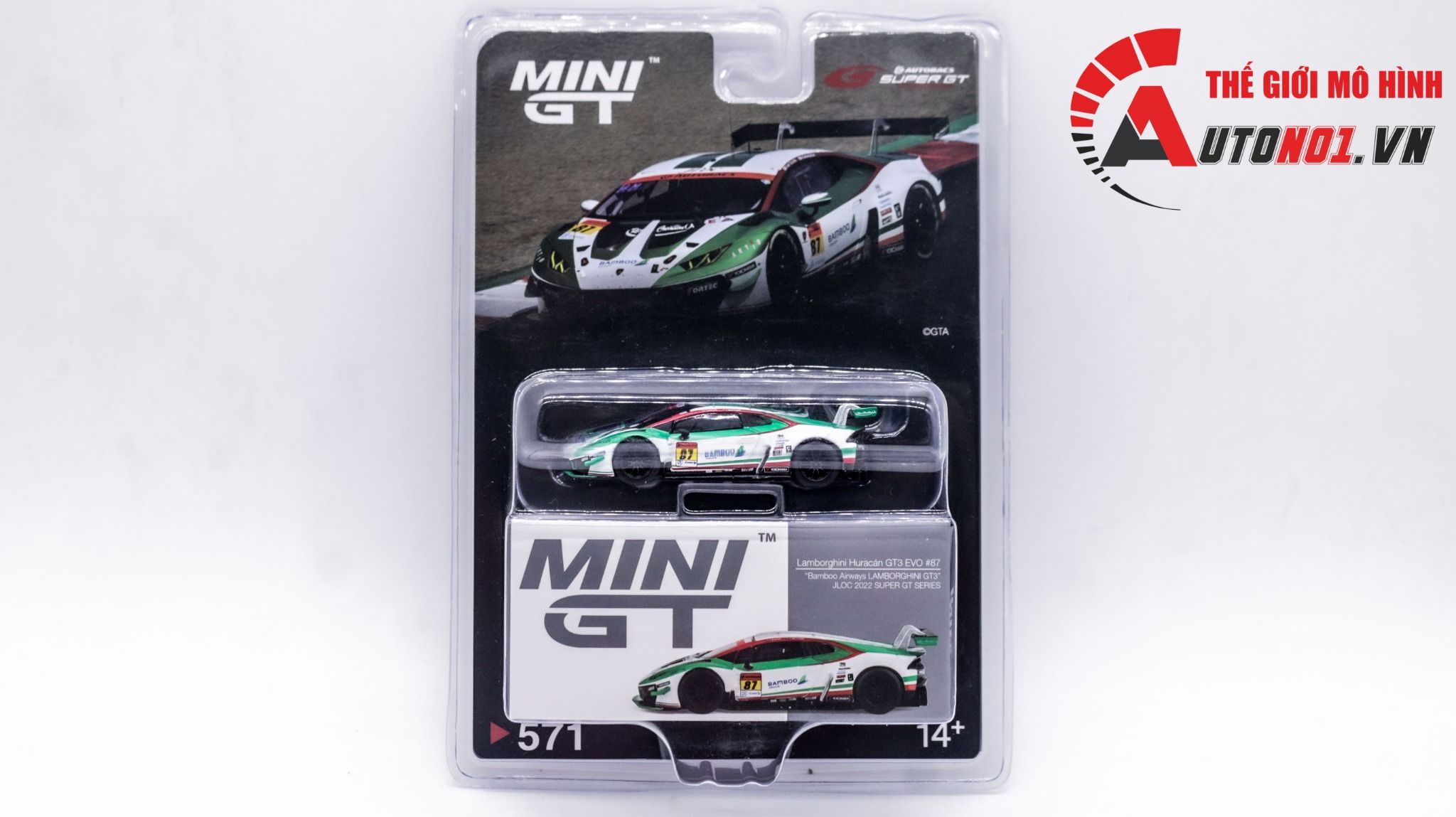  Mô hình xe Lamborghini Huracan Gt3 EVO #87 Bamboo Airways JLOC 1:64 MiniGT MGT00571-L 