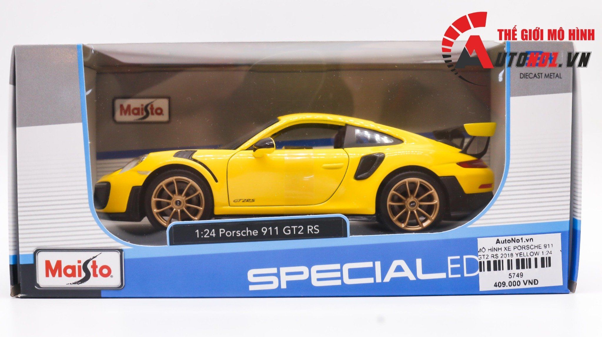  Mô hình xe Porsche 911 Gt2 Rs 2018 Yellow 1:24 Maisto 5749 