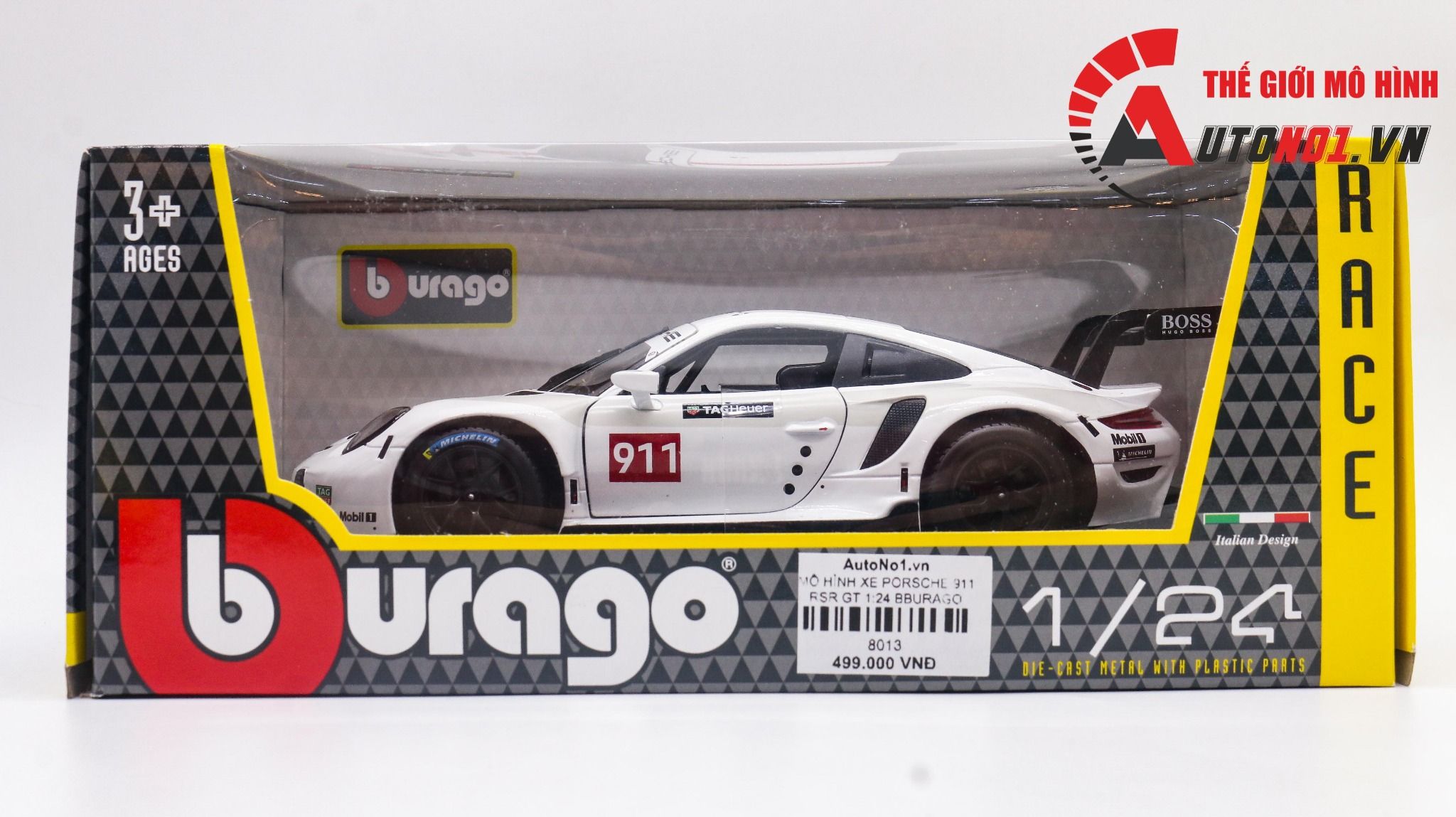  Mô hình xe Porsche 911 Rsr Gt đánh lái được 1:24 Bburago 8013 