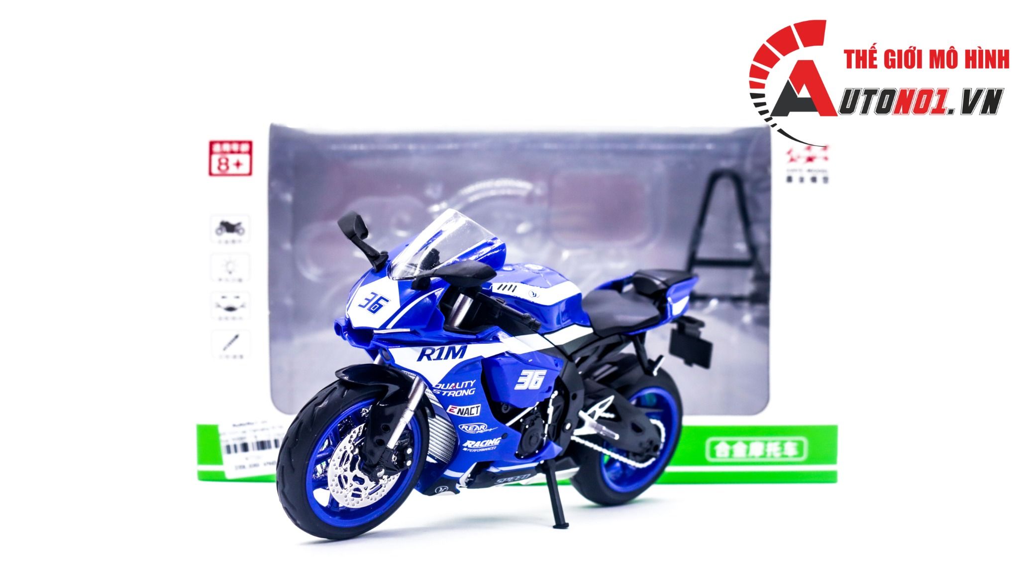  Mô hình xe Yamaha R1M Blue WSBK tỉ lệ 1:12 Jiaye Model MT057 