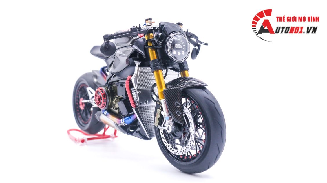  Mô hình xe cao cấp Ducati 1199 Panigale Cafe Racer grey cao cấp độ nồi khô ghi đông mâm căm 1:12 Tamiya D201 