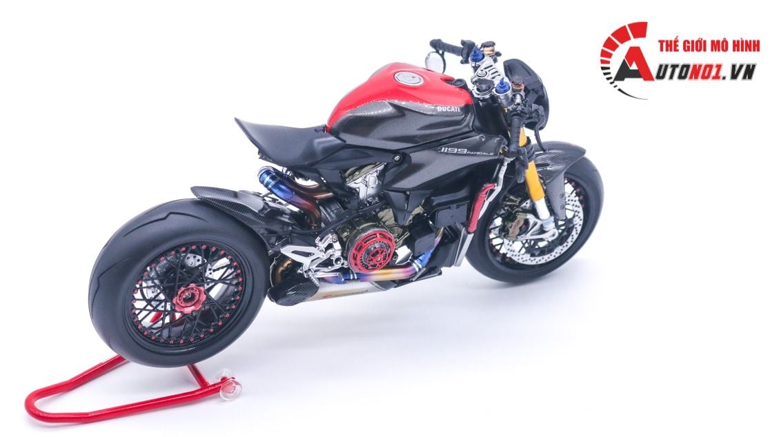  Mô hình xe cao cấp Ducati 1199 Panigale Cafe Racer grey cao cấp độ nồi khô ghi đông mâm căm 1:12 Tamiya D201 