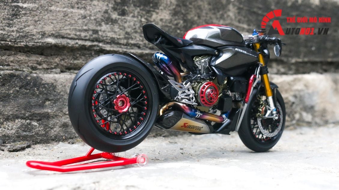  Mô hình xe cao cấp Ducati 1199 Panigale Cafe Racer grey cao cấp độ nồi khô ghi đông mâm căm 1:12 Tamiya D201 