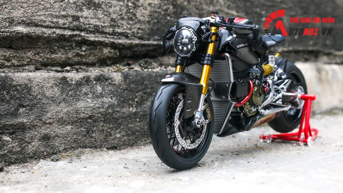  Mô hình xe cao cấp Ducati 1199 Panigale Cafe Racer grey cao cấp độ nồi khô ghi đông mâm căm 1:12 Tamiya D201 