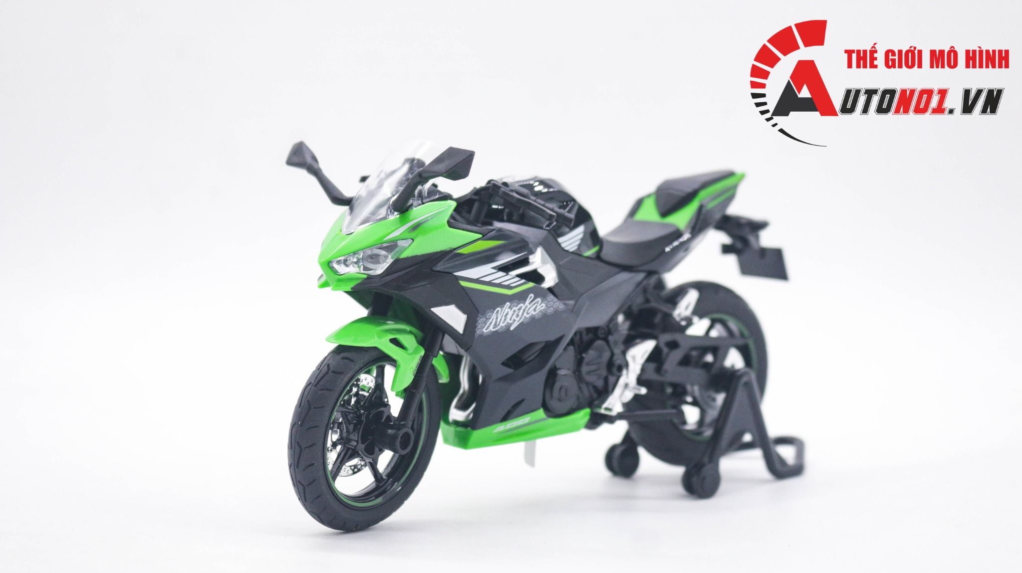  Mô hình xe Kawasaki Ninja 400 có đế tỉ lệ 1:12 Huayi Alloy MT060 