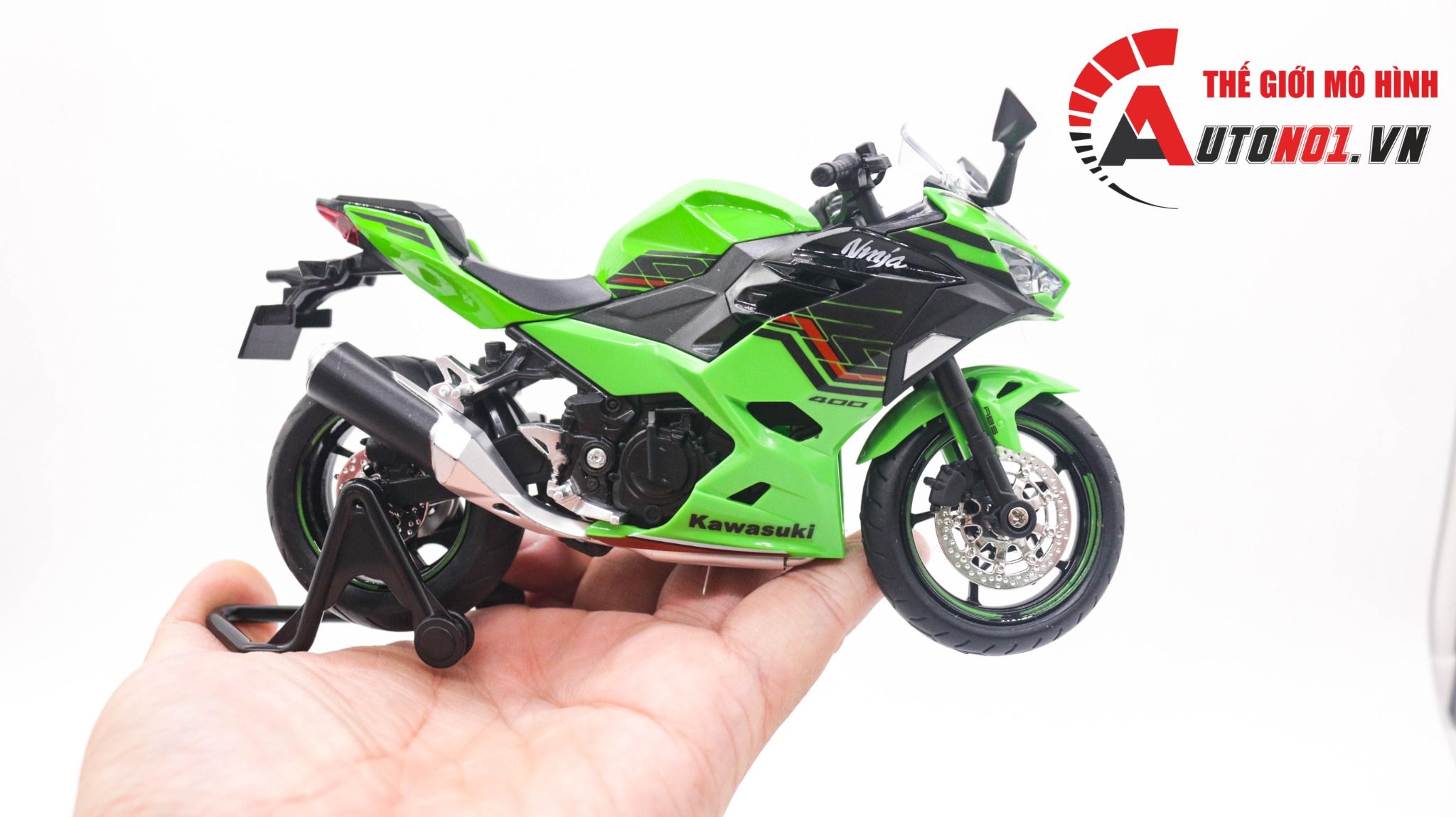  Mô hình xe Kawasaki Ninja 400 tỉ lệ 1:12 Huayi Alloy MT059 