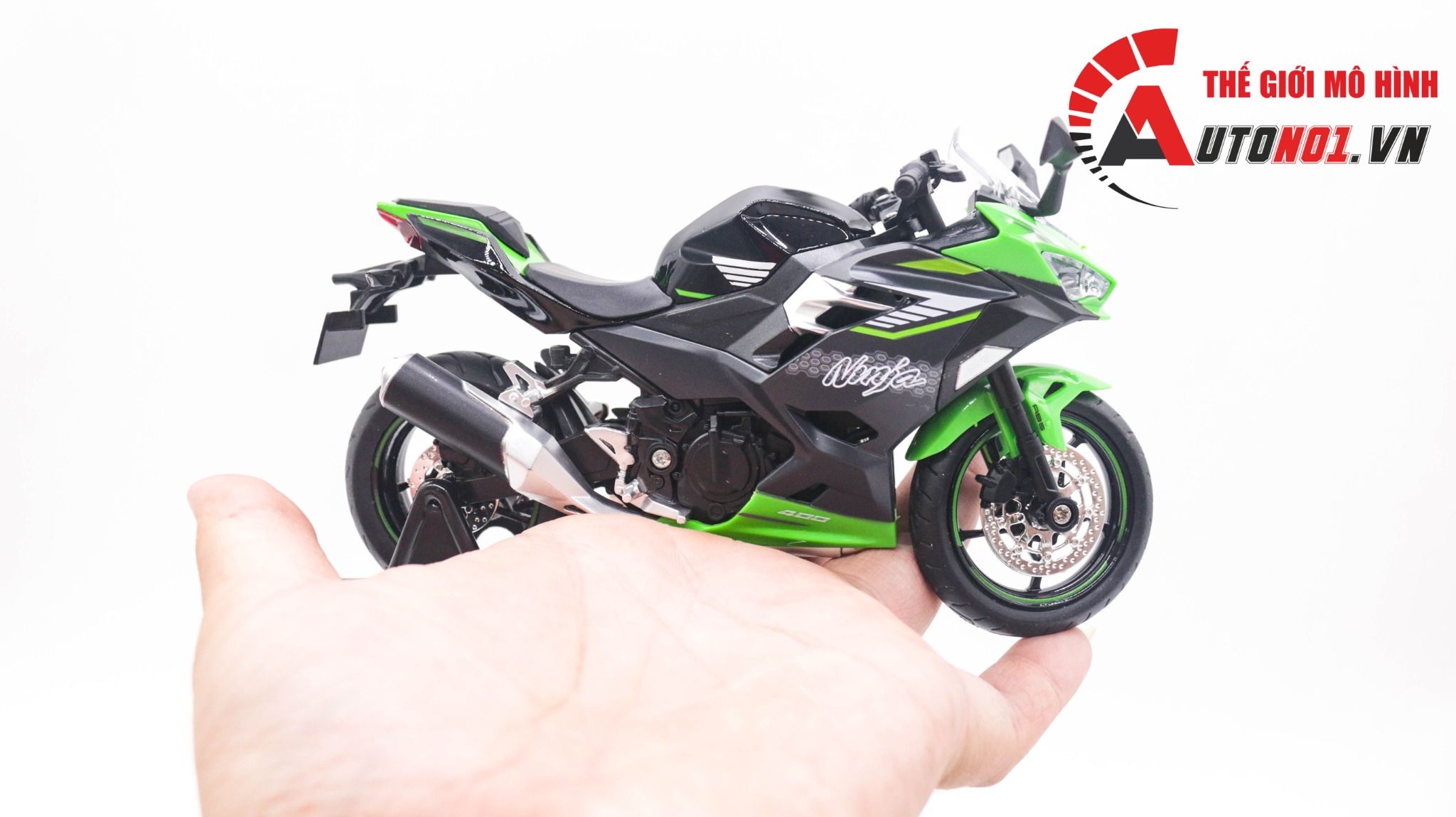  Mô hình xe Kawasaki Ninja 400 tỉ lệ 1:12 Huayi Alloy MT059 