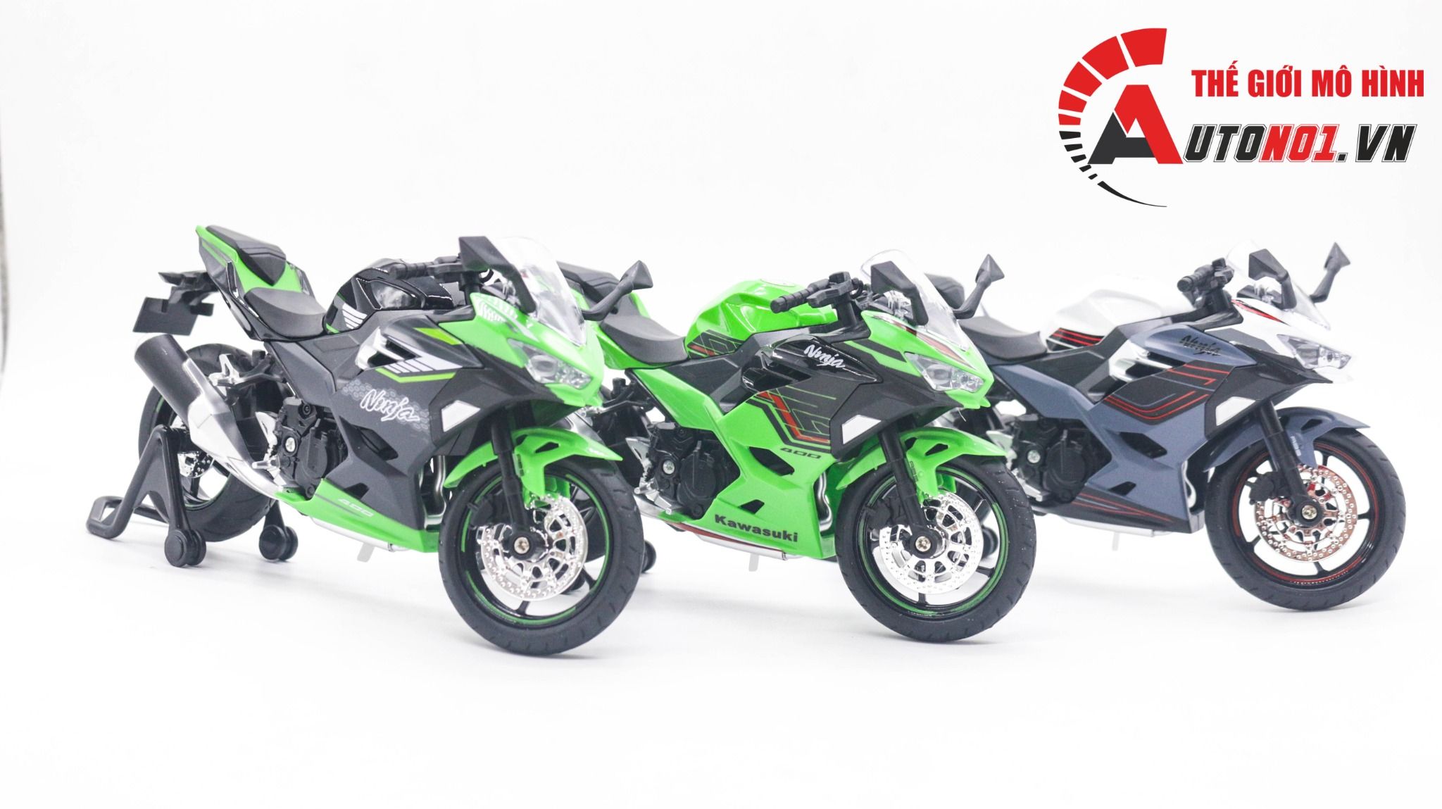  Mô hình xe Kawasaki Ninja 400 có đế tỉ lệ 1:12 Huayi Alloy MT060 