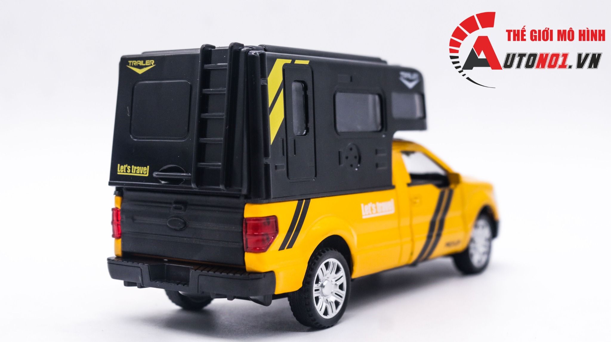  Mô hình xe ô tô bán tải Ford pick up trailer có thùng - nhà di động full open tỉ lệ 1:32 Alloy model OT318 