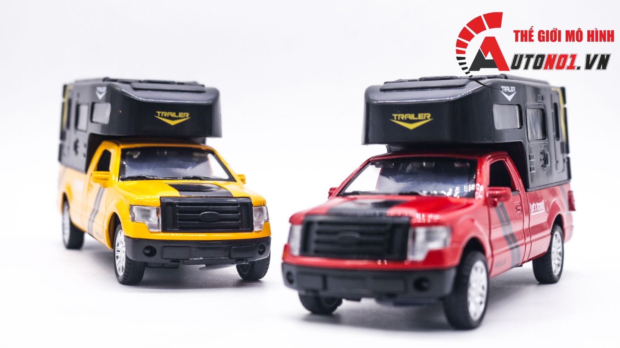  Mô hình xe ô tô bán tải Ford pick up trailer có thùng - nhà di động full open tỉ lệ 1:32 Alloy model OT318 