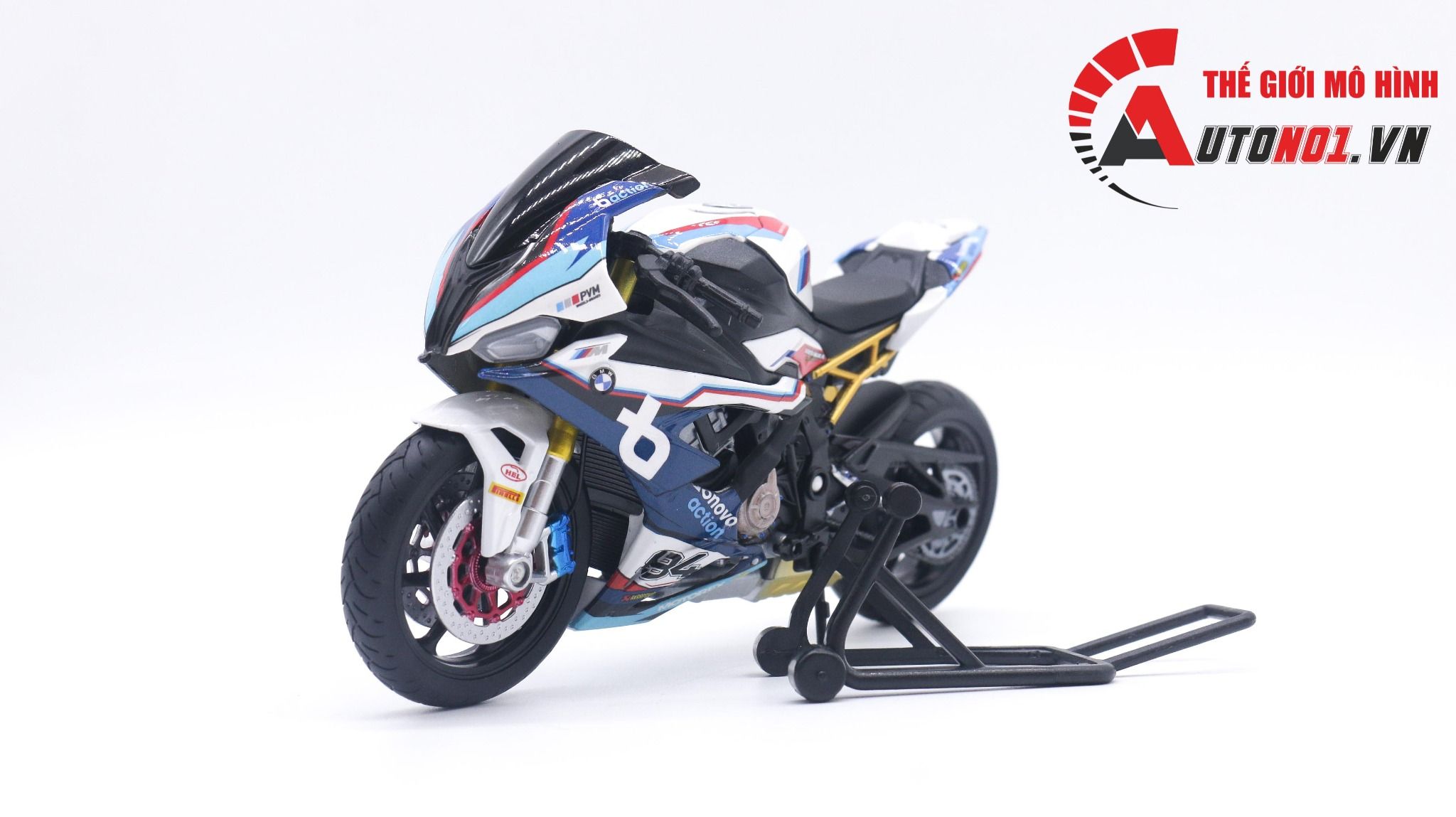  Mô hình xe độ Bmw S1000rr 2020 Race Bonovo Action tỉ lệ 1:12 Autono1 Welly D226I 