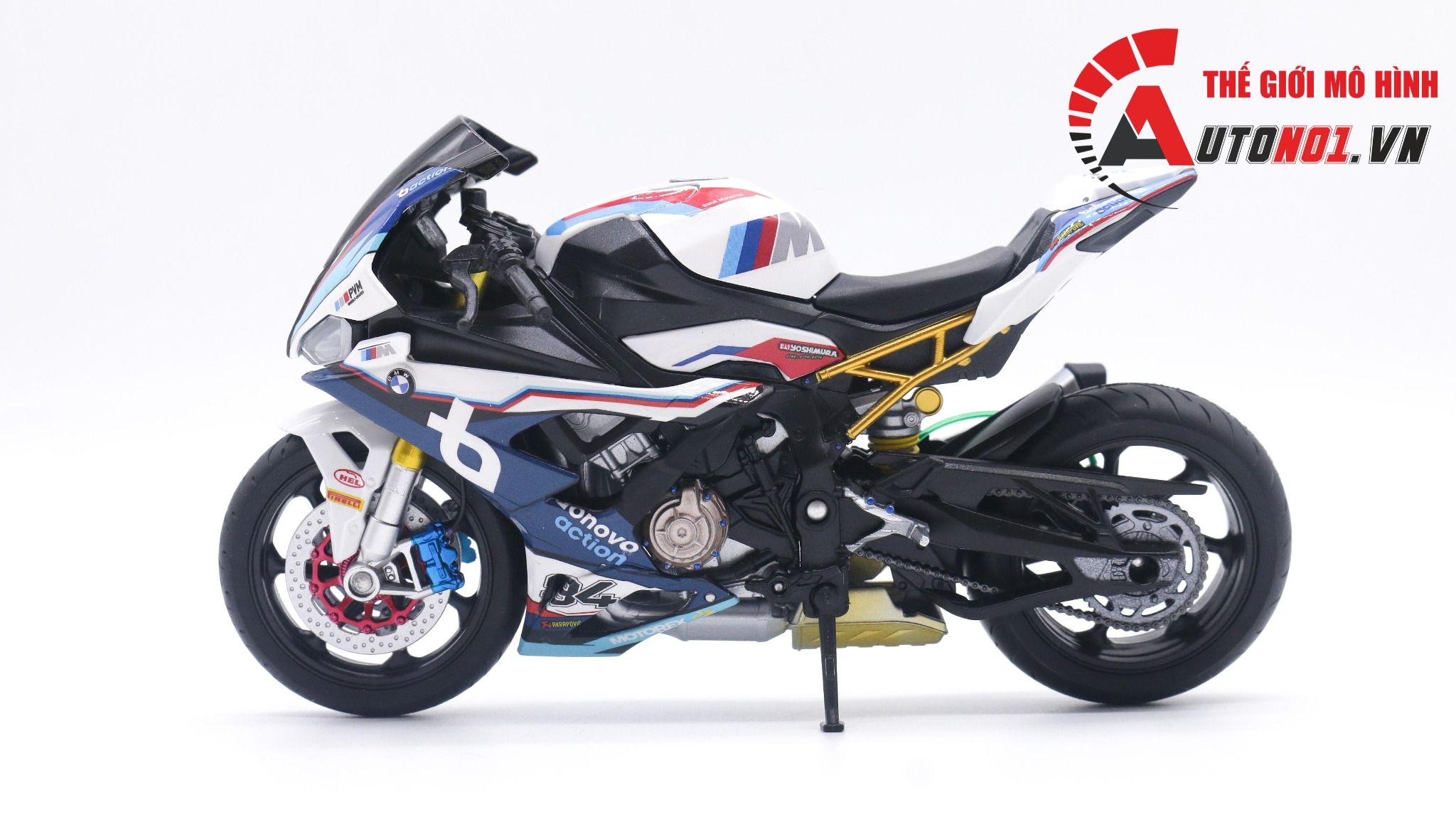  Mô hình xe độ Bmw S1000rr 2020 Race Bonovo Action tỉ lệ 1:12 Autono1 Welly D226I 