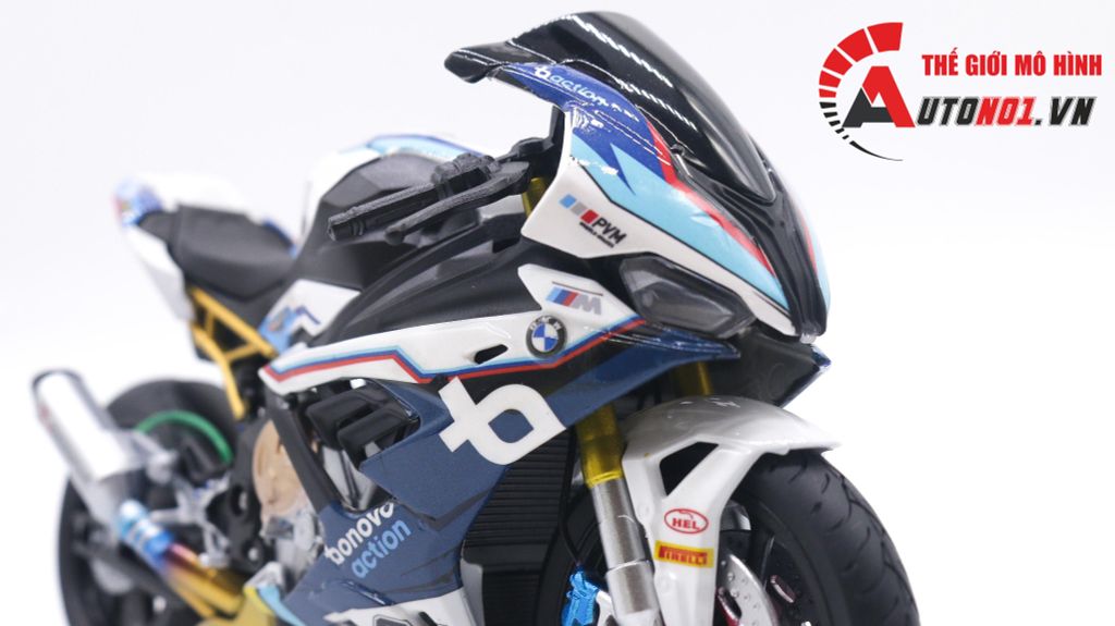 MÔ HÌNH XE BMW S1000RR 2020 RACE BONOVO ACTION WELLY 1:12 AUTONO1 D226I