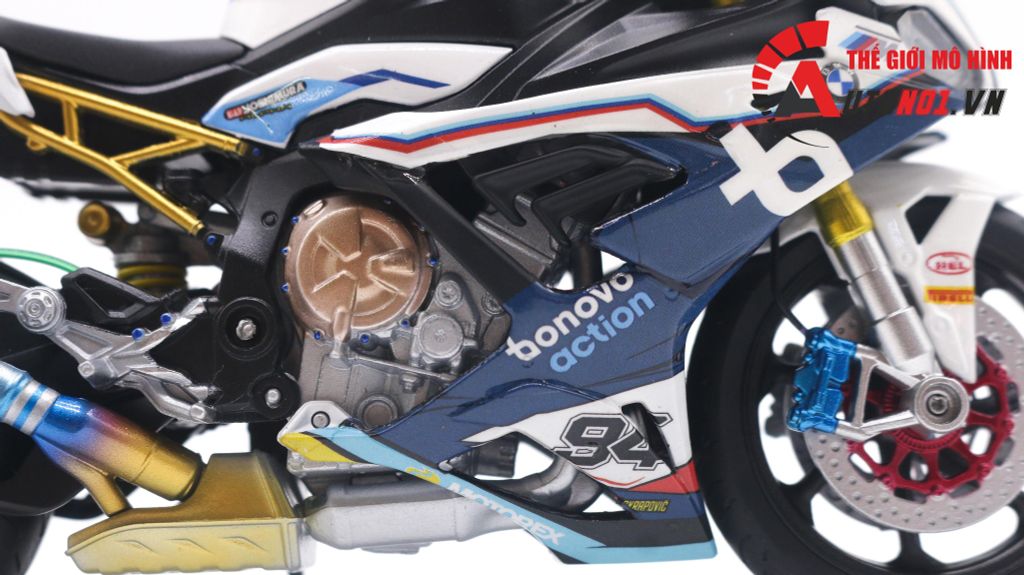 MÔ HÌNH XE BMW S1000RR 2020 RACE BONOVO ACTION WELLY 1:12 AUTONO1 D226I