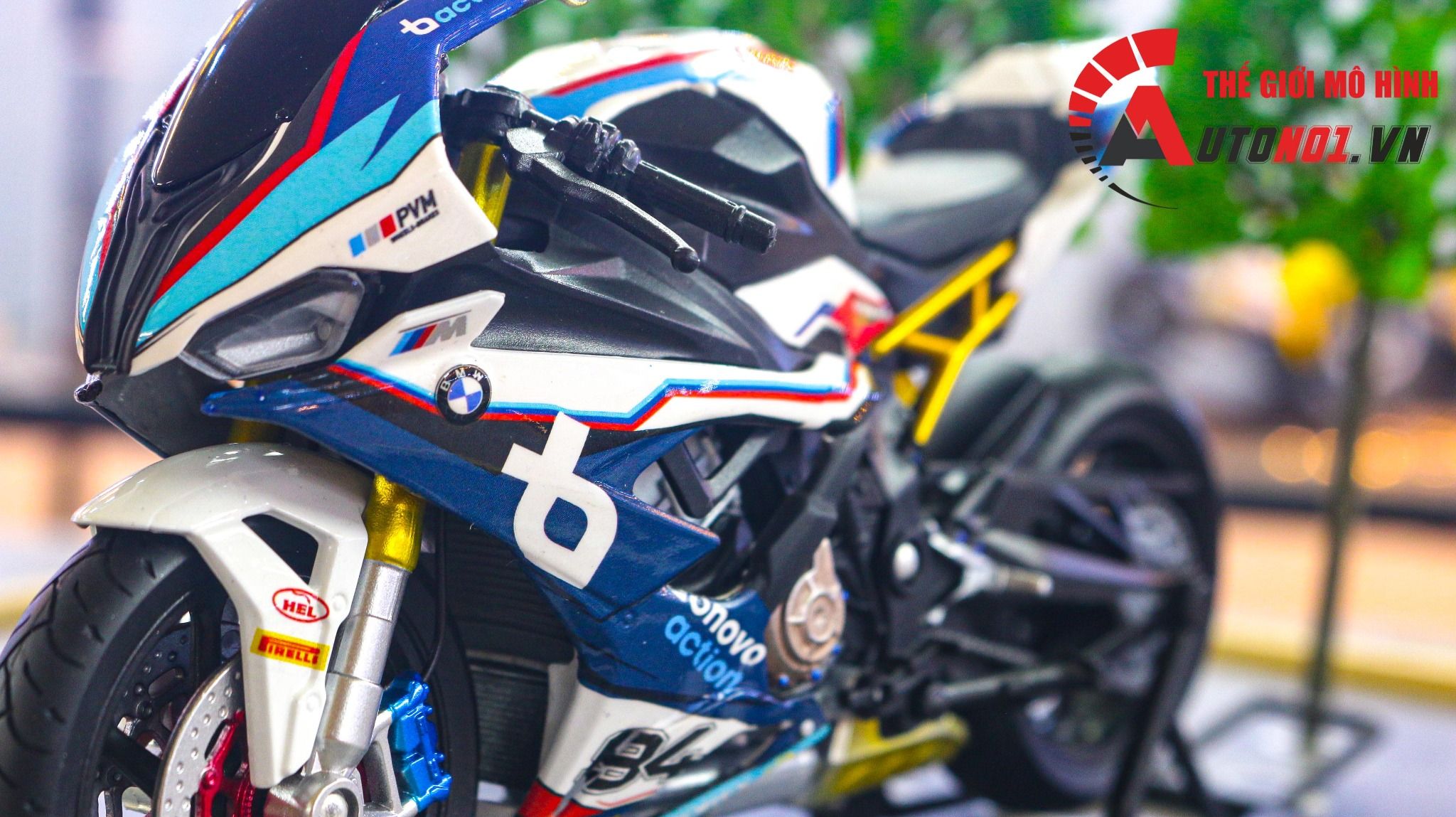  Mô hình xe độ Bmw S1000rr 2020 Race Bonovo Action tỉ lệ 1:12 Autono1 Welly D226I 