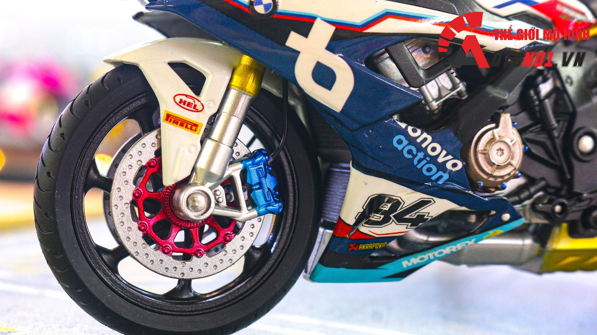  Mô hình xe độ Bmw S1000rr 2020 Race Bonovo Action tỉ lệ 1:12 Autono1 Welly D226I 