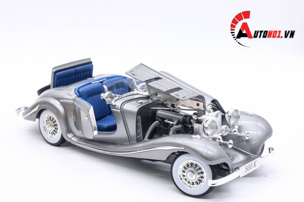 MÔ HÌNH XE MERCEDES BENZ 500K TYP SPECIAL ROADSTER 1936 GREY 1:18 MAISTO 3996