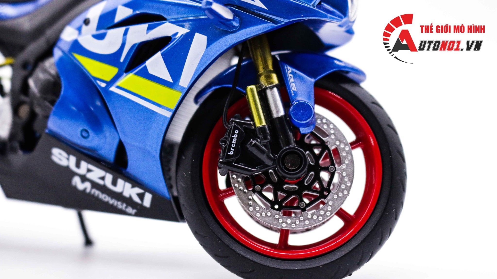  Mô hình xe độ Suzuki Gsx-R1000 Mâm độ pô Blue 1:12 Autono1 MSZ D110B 