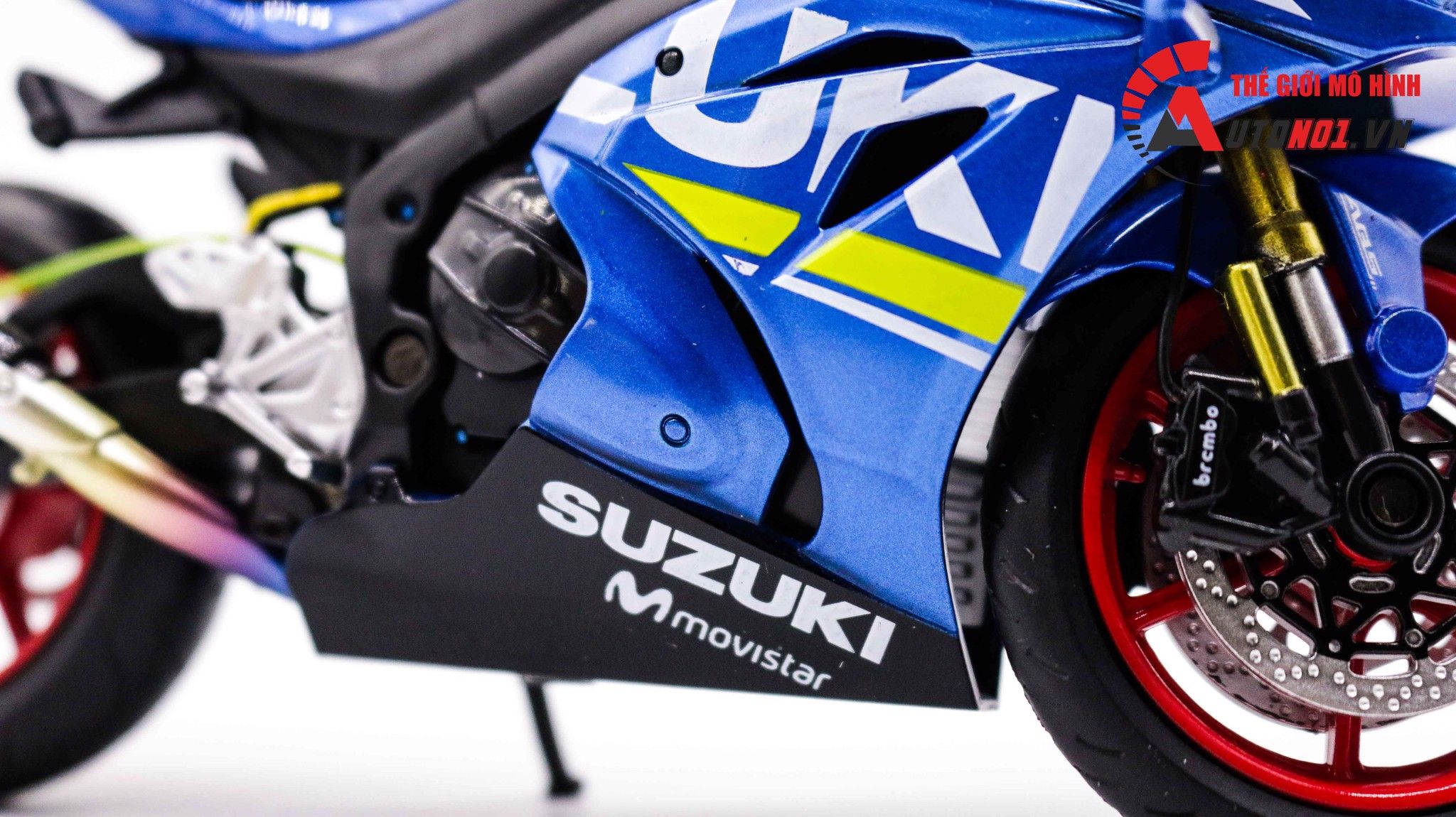  Mô hình xe độ Suzuki Gsx-R1000 Mâm độ pô Blue 1:12 Autono1 MSZ D110B 