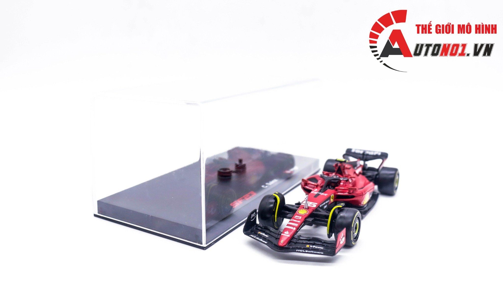  Mô hình xe đua F1 Formula Ferrari SF23 2023 hộp mica có figure tỉ lệ 1:43 Bburago OT323 